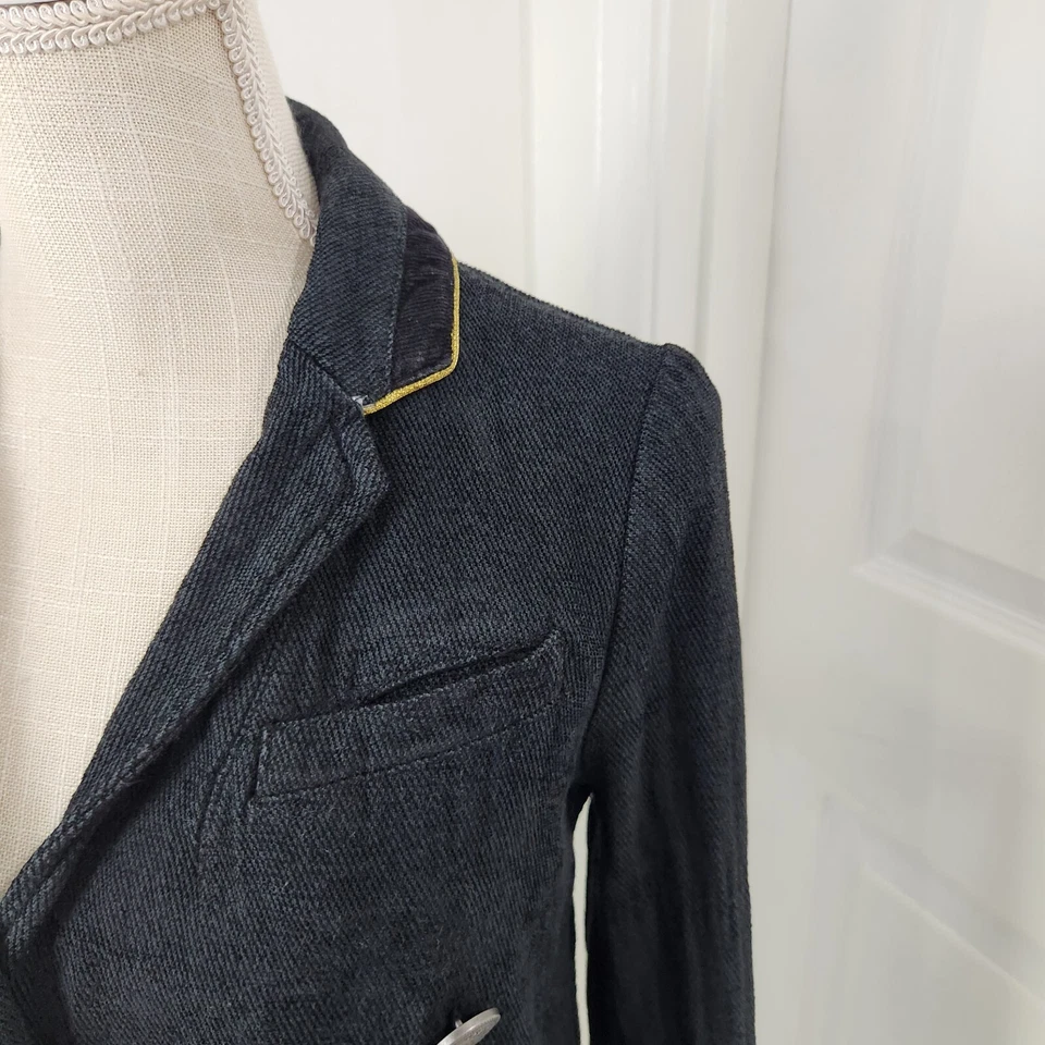 Free People Blazer Womens XS Black Twill Military Pirate Nautical Relaxed Soft - Image 3 of 4