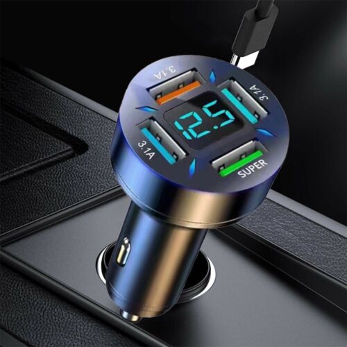 High Speed Car Charger with 4 USB Ports Keep Your Devices Charged on the Move - Afbeelding 1 van 9