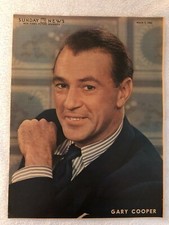 Vintage 1943 GARY COOPER Coloroto Colorfoto New York Sunday News 11x15 Photo