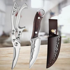 Professional Kitchen Fruit Knife Meat Cleaver&Chicken Bone Scissor Fit Camping
