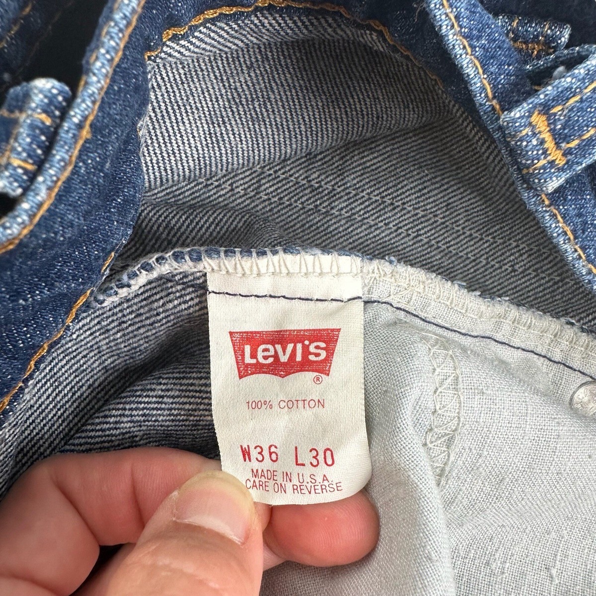 Vintage Levi's 540 Mens 36x30 Blue Jeans 1980s Made In USA Leather