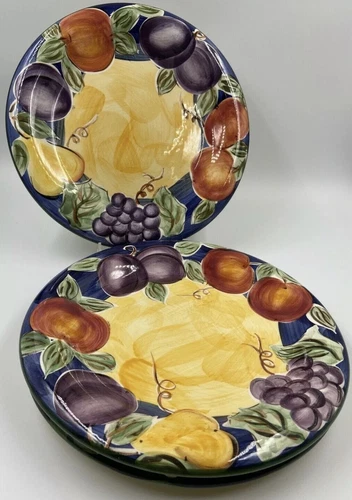 3 - TABLETOPS UNLIMITED - AMELIA 10 1/2" HAND PAINTED SCANDICCI DINNER PLATES