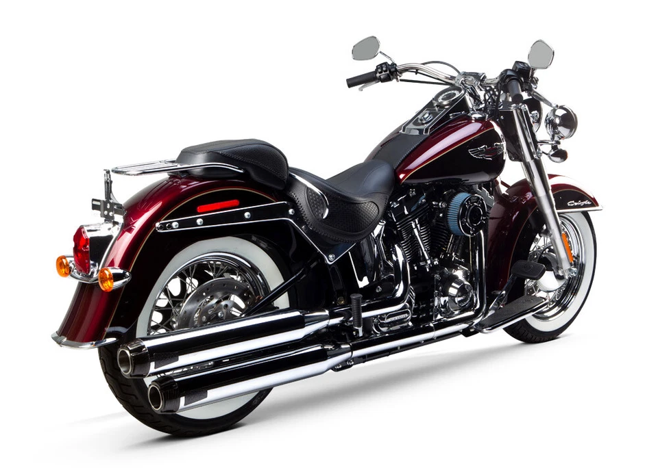 2005-17 Harley Softail Deluxe / Slim Two Brothers Slip On Exhaust Chrome Carbon - Image 2 of 3