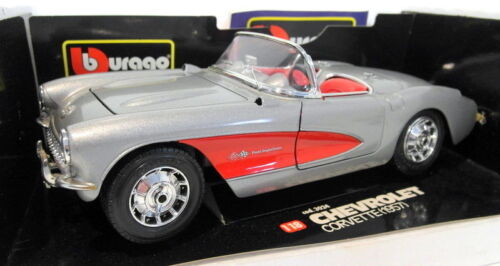Burago 1/18 Scale diecast - 3024 Chevrolet Corvette 1957 silver / red - Picture 1 of 4