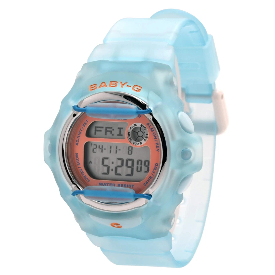 Casio Women's Quartz Watch Baby-G Alarm Light Blue Resin Strap Dive BG169R-2C