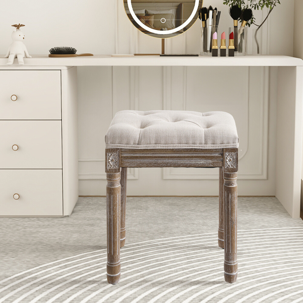 Dressing Table Stool Makeup Vanity Chair Soft Seat Bench Linen