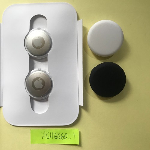 2x Apple AirTag NEW NO BOX + 2x Silicone PIN BADGE Case Tracker Twin Pack Set BW - 第 2/3 張圖片