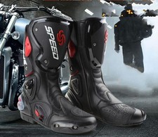 Mens Racing Riding Boots Splice color PRO-BIKER Motorcycle Sports Shoes High Top