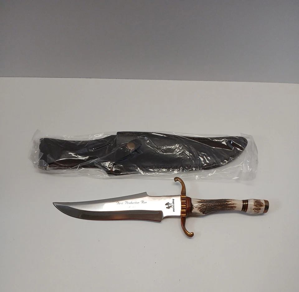 Cuchillo de hoja fija Frost Cutlery Bowie mango de ciervo funda de cuero en general 13" Foto 4 de 4