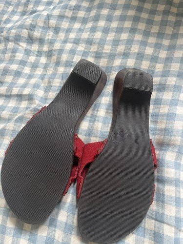 Sandalias zuecos de madera de gamuza roja GAP vintage - 7 - Imagen 3 de 3