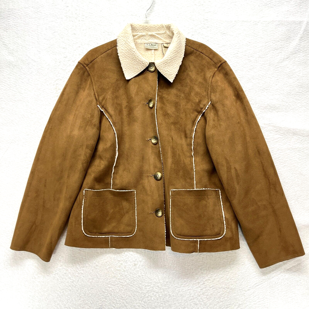 LL Bean Faux Suede Jacket Women's Size M Petite - Fleece Lining