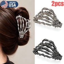 2  Halloween Hair Clip Skeleton Skull Design Women Medium Metal Hair Claw Clips