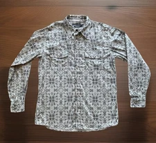 COWBOY HARDWARE Men’s Sz M Western Gray Black Floral Pearl Snap Button Up Shirt