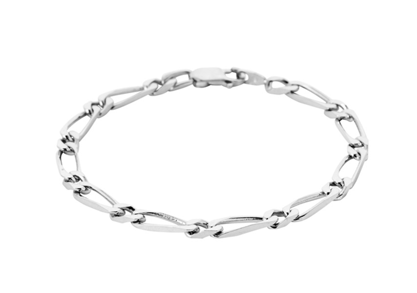 Bracelet Maille Figaro Alternée en Argent 925 de 21cm pour Homme