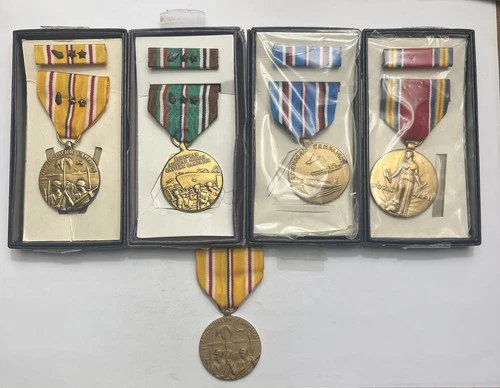 Lot of 5 World War II WW2 Military Campaign Medals