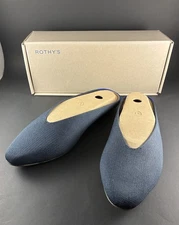 EUC Rothy's The Almond Demi Mule Navy Flat Slides Size 8.5  Worn Once
