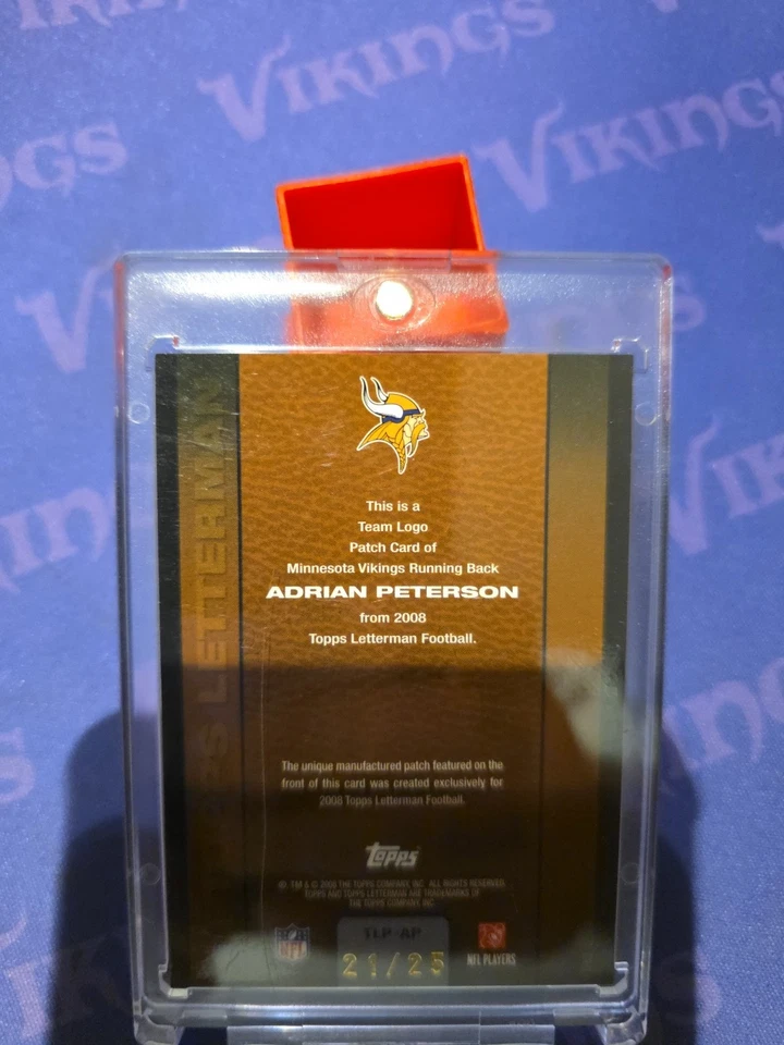 Adrian Peterson Topps Letterman Logo Patch /25 - Image 4 of 4