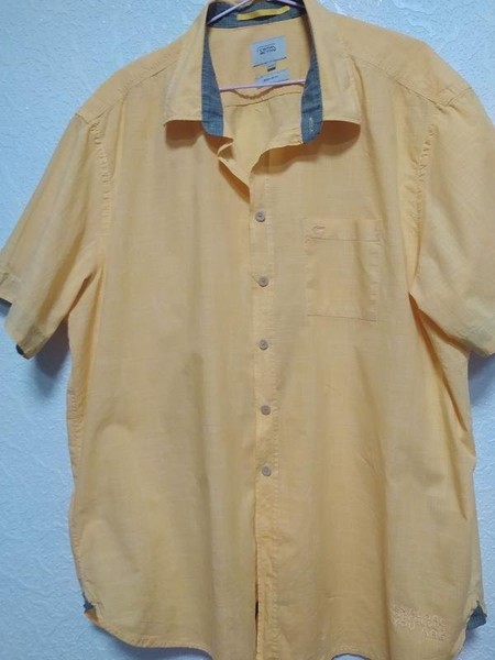 Men Camel Active Shirt Yellow Cotton XXL