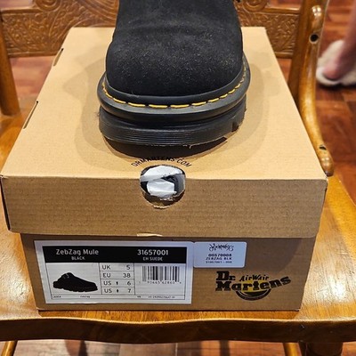 Dr. Martens ZebZag Mule Black Suede Comfort Women's Casual Shoes Size 6