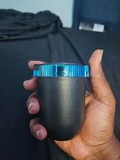 Car Ashtray with Lid Smokeless Smell Proof Mini Trash Can LED Blue Light
