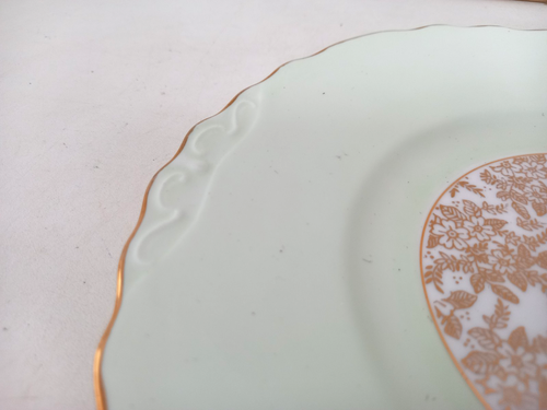 Royal Vale Sandwich Platter Cake Plate Mint Green & Gold Coloured Vintage - Picture 3 of 5