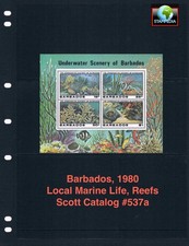 $3.25 Scott Value - 1980 BARBADOS Coral Reef s/s Marine Life Fish CV MNH NH UMM