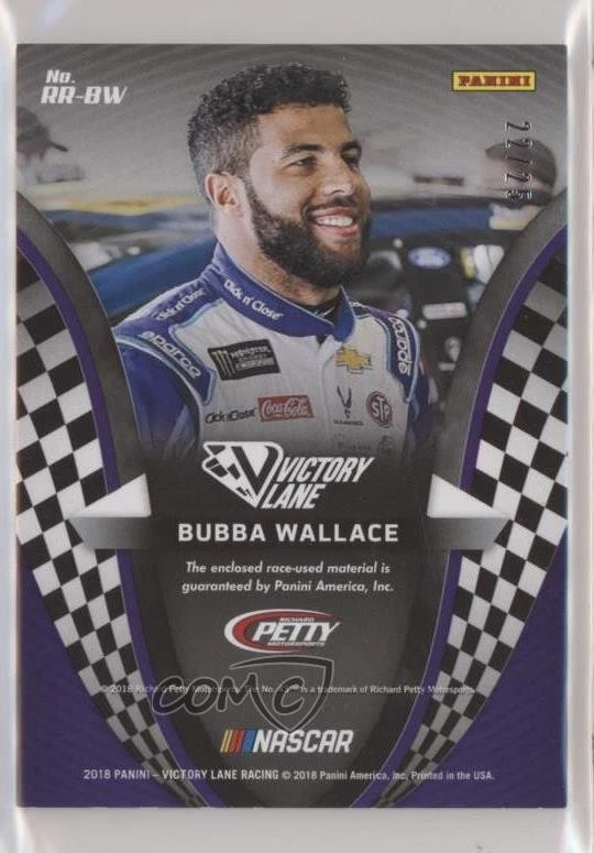 2018 Panini Victory Lane Race Ready Materials Black /25 Bubba Wallace #RR-BW - Image 2 of 2