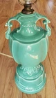 McCoy / Hall / Weller Turquoise Lamp, Vintage Neoclassical Pottery Green WORKS!