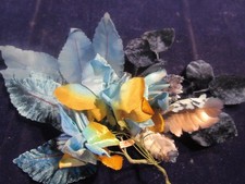 Vtg Millinery Flower Leaf Collection Velvet Blue 2-3 1/2' Leaves H5665