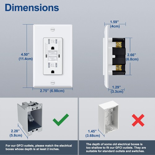 10 Pack GFCI Outlets 15 Amp, Tamper Resistant (TR), Self-Test GFI Receptacles... - Picture 3 of 7