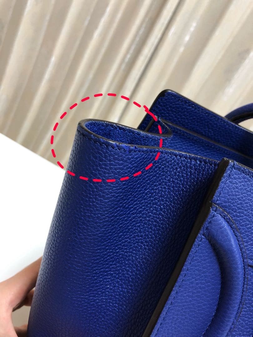 Celine Luggage Micro Shopper Leather Bag Indigo Gold Used image 10