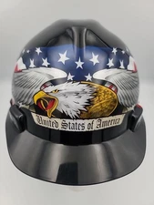 Patriotic MSA V-Gard Hard Hat USA Type 1 Medium Eagle Flag United States Helmet