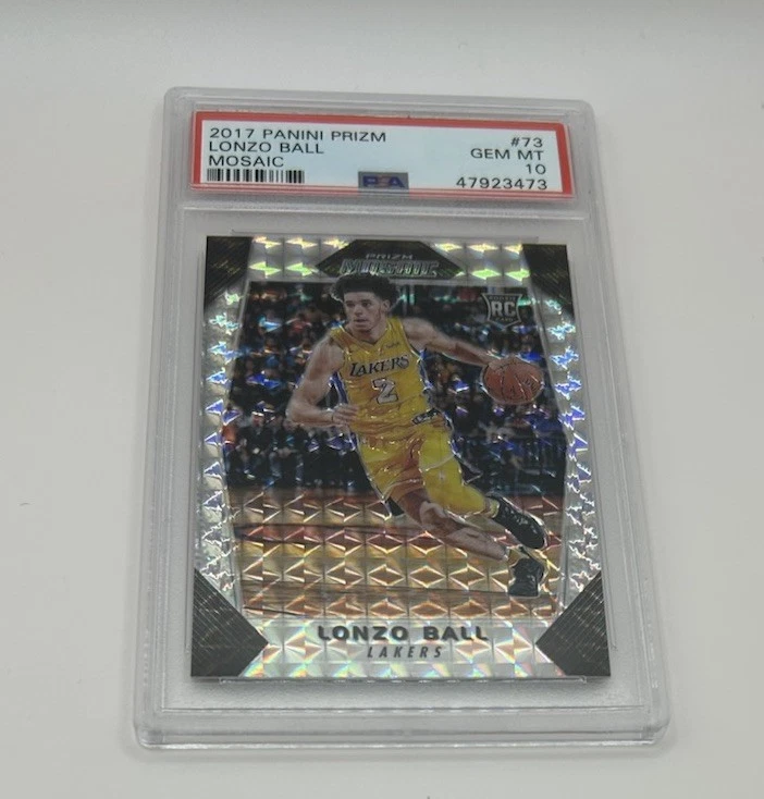 2017 Panini Prizm Lonzo Ball Rookie Mosaic Silver Prizm PSA 10 Gem Mint RC SP - Image 2 of 4