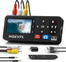 VHS to Digital Converter with 3" Display, AV & HDMI Video Capture Device, VCR to