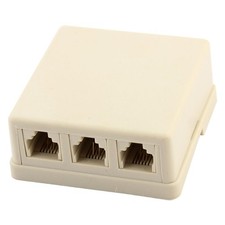 6P4C 1 to 3 Outlet RJ11 Phone Coupler Connector Beige