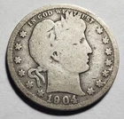 1904 Silver Barber Quarter Circulated