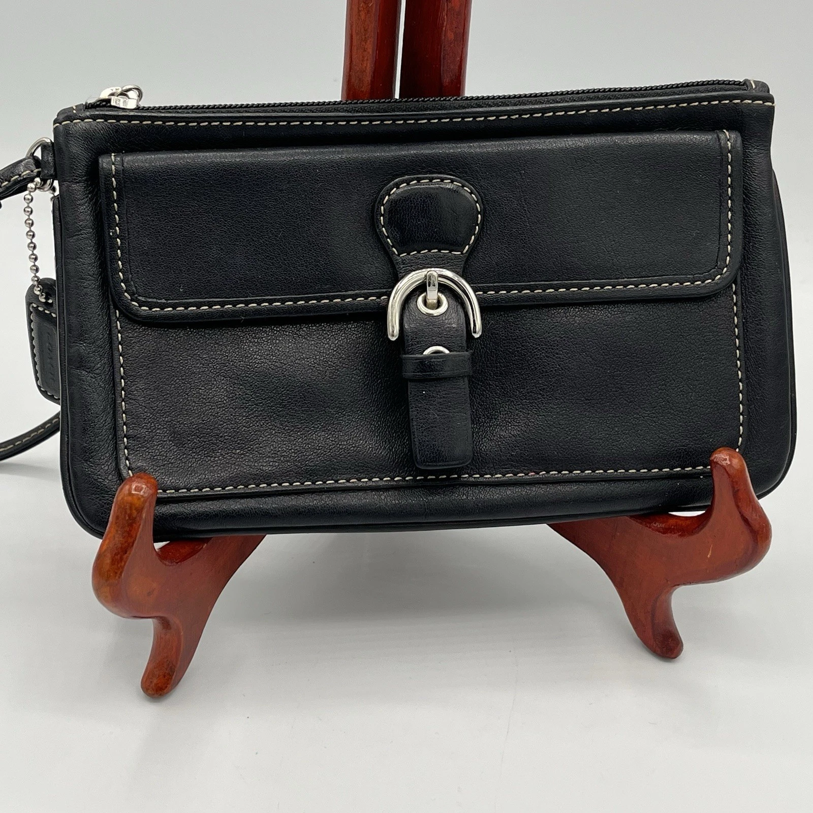 Coach SOHO pochette da polso con fibbia in pelle nera vintage piccola