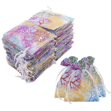 50/100Pcs Sheer Coralline Organza Gift Bags Jewelry Pouches Party Wedding Favor