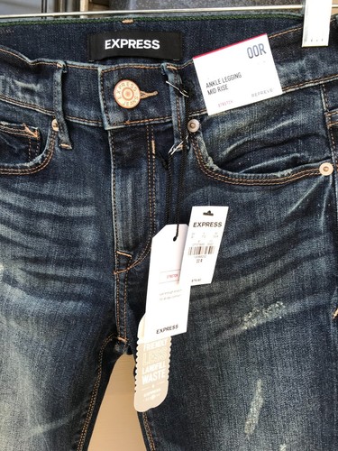 Express 00R 00 Regular Mid Rise Ankle Legging Blue Jeans Jeggings $80 New D1 - Picture 3 of 7