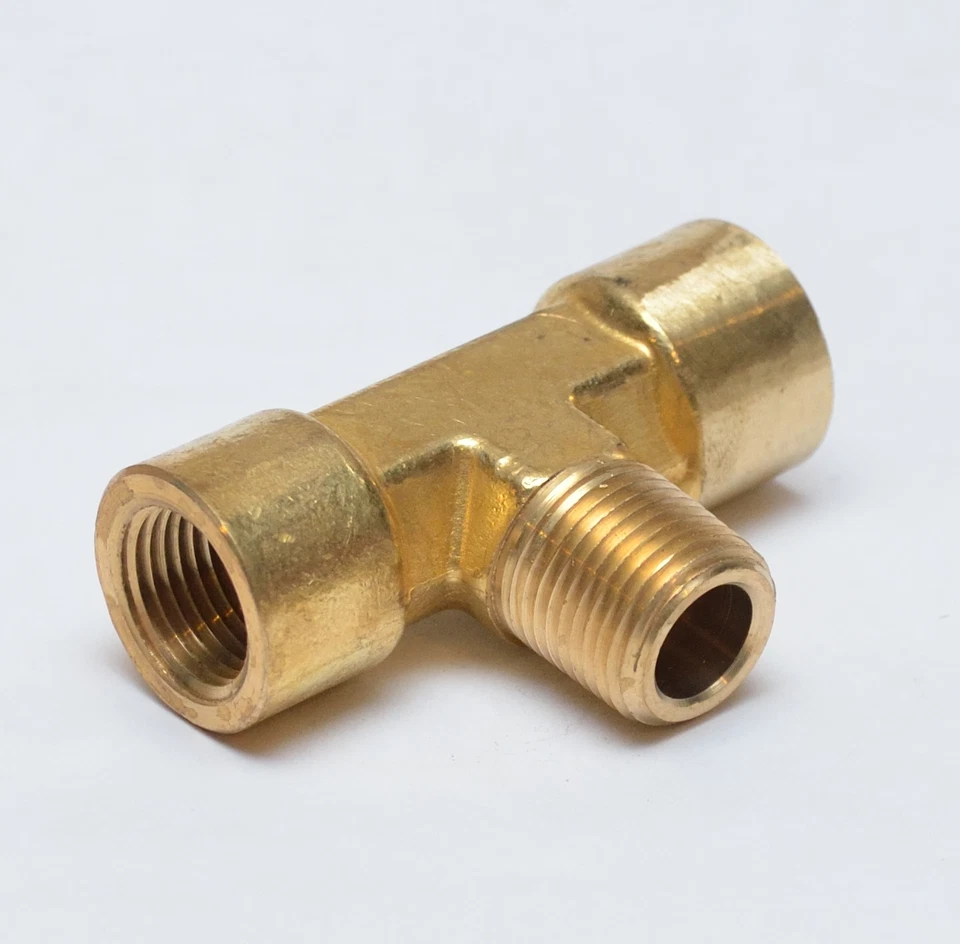 3/8 Npt Female to Male Center Branch Tee Brass Pipe Fitting Water Oil Gas Air - Image 4 of 4