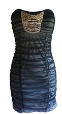 Trixxi Black Strapless Ruched Mesh Party Dress Juniors' Women's Sz 3