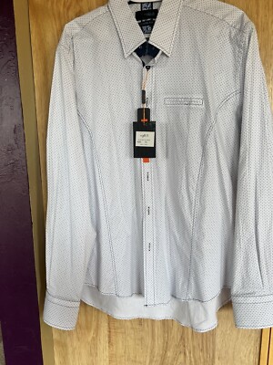 Eight X Premium Men XL Shirt Button Down Square Dots Blue Buckle Exclusive NWT