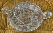 ABP American Brilliant Period Cut Glass Nappy Candy  Dish Bowl Pinwheel Star 11"