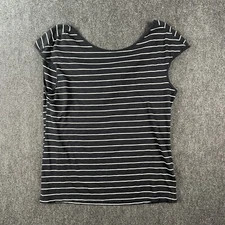 Michael Stars Anthropologie Top Women's One Size Black Striped Short Sleeve