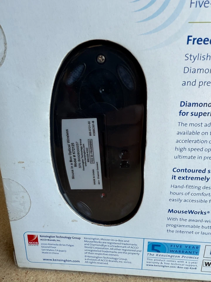 NEW SEALED Kensington Mouse in a Box Optical Wireless Five Button Gray - Image 3 of 3