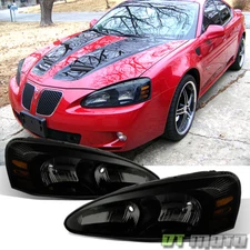 Black Smoked 04-08 Pontiac Grand Prix Headlights Lights Left+Right 2004-2008