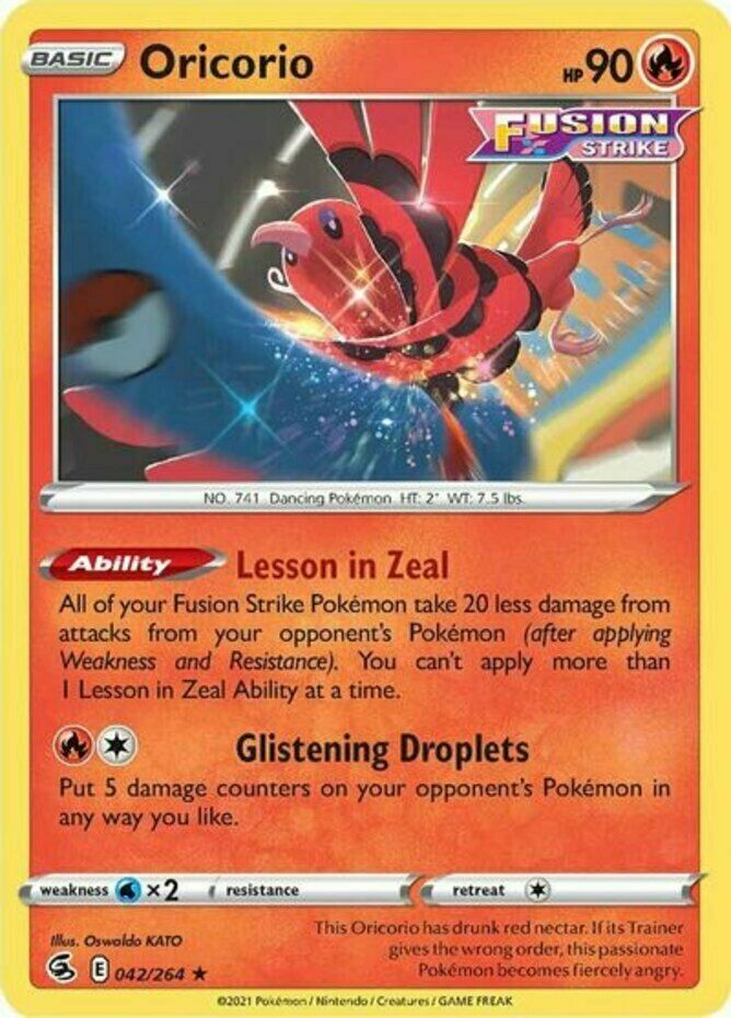 oricorio pokemon card value Oricorio (042/264) [Sword & Shield: Fusion Strike] Moderately Played
