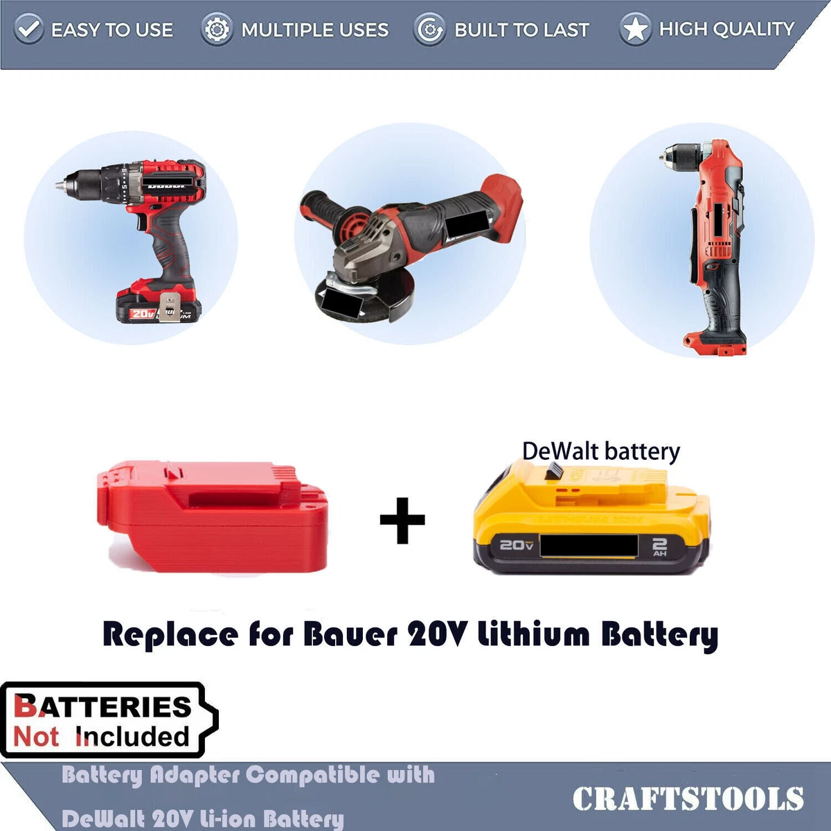 For Bauer 20V Battery Convert to for Black Decker 20V Li-ion Tools Adapter