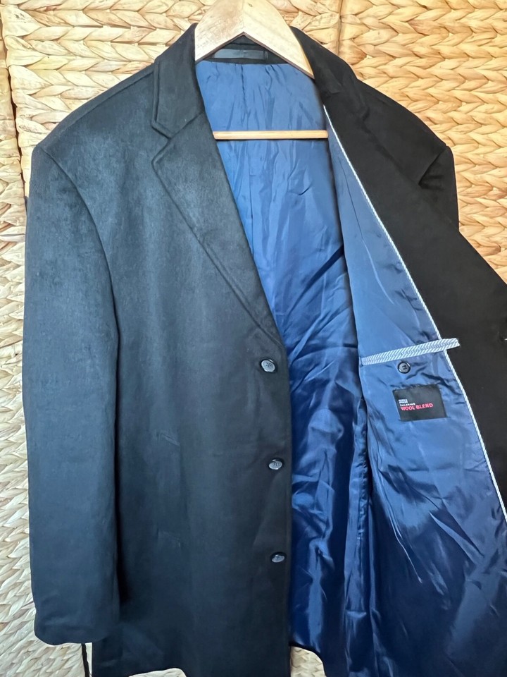 Marks and Spencer mens wool coat black XL winter coat Christmas
