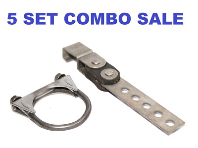 5SET COMBO 360°Deg Swivel Exhaust Tail Pipe Clamp Style Hanger+2.5'' U-bolt Clamp